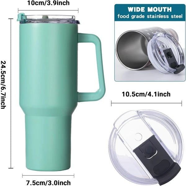 40oz Tumbler With Lid, Starw And Handle, Stainless Steel Vacuum Insulated Water Bottle Travel Mug For Iced Coffee, Hot And Cold Tea 40oz