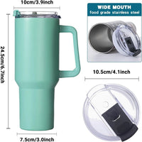 40oz Tumbler With Lid, Starw And Handle, Stainless Steel Vacuum Insulated Water Bottle Travel Mug For Iced Coffee, Hot And Cold Tea 40oz
