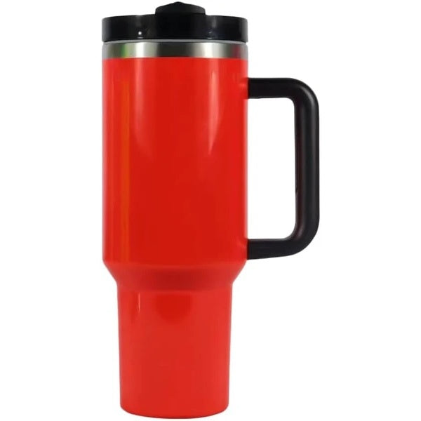 40oz Tumbler With Lid, Starw And Handle, Stainless Steel Vacuum Insulated Water Bottle Travel Mug For Iced Coffee, Hot And Cold Tea 40oz